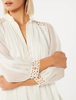Cecilia Crochet Trim Mini Dress White - 0 to 12 Women's Dresses