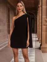 Hartley Asymmetrical Cape Mini Dress Black - 0 to 12 Women's Event Dresses