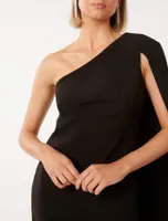 Hartley Asymmetrical Cape Mini Dress Black - 0 to 12 Women's Event Dresses