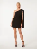 Hartley Asymmetrical Cape Mini Dress Black - 0 to 12 Women's Event Dresses