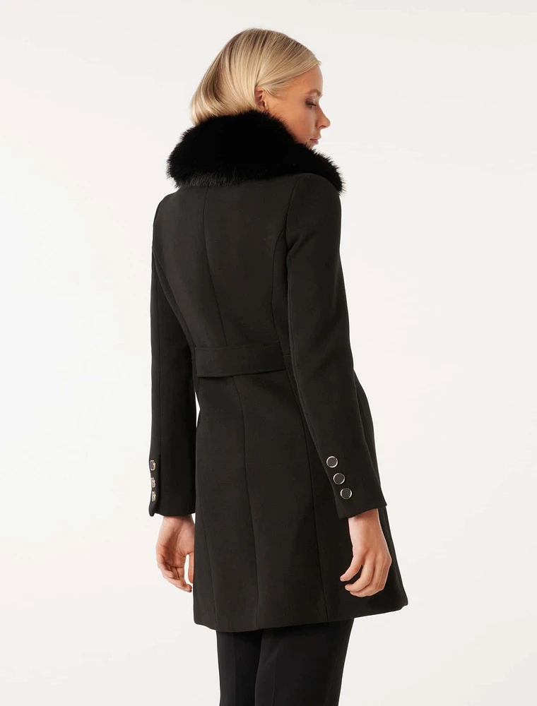 Susie Faux Fur Collar Dolly Coat