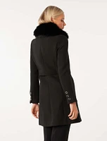 Susie Faux Fur Collar Dolly Coat