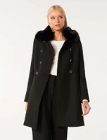 Susie Faux Fur Collar Dolly Coat