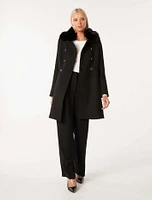 Susie Faux Fur Collar Dolly Coat