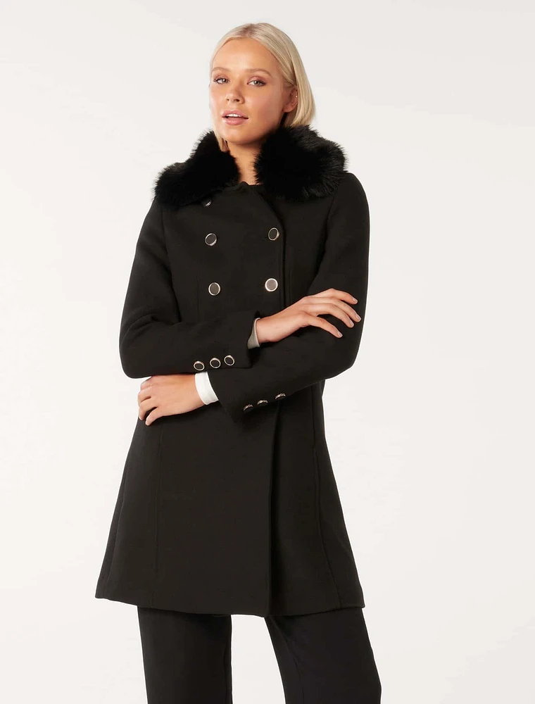 Susie Faux Fur Collar Dolly Coat