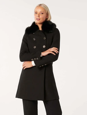 Susie Faux Fur Collar Dolly Coat