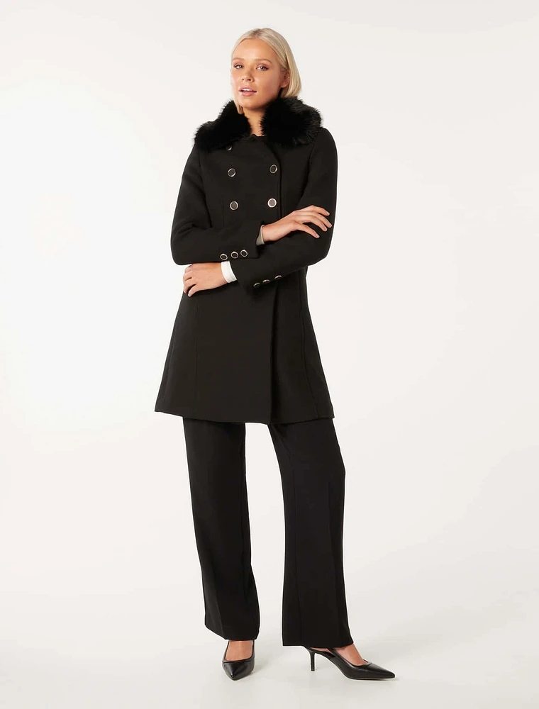 Susie Faux Fur Collar Dolly Coat