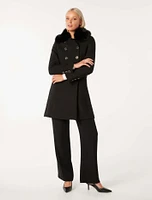 Susie Faux Fur Collar Dolly Coat