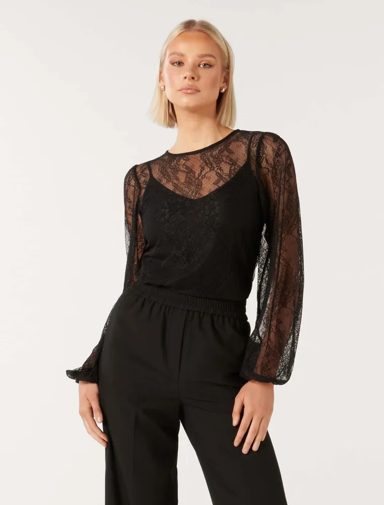 Alexis Round-Neck Lace Top
