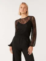 Alexis Round-Neck Lace Top