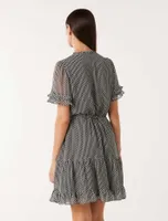 Elouise Ruffle-Sleeve Mini Dress