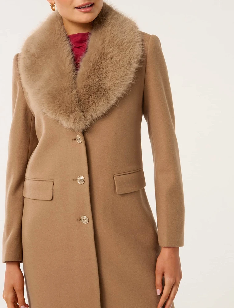 Lucinda Short Fur Collar Coat