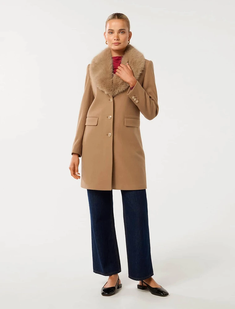 Lucinda Short Fur Collar Coat