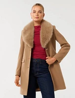 Lucinda Short Fur Collar Coat