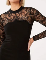 Elora Long-Sleeve Lace Dress in Black - Size 0 to 12 - Women's Event Dresses