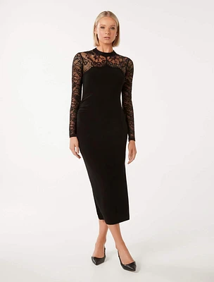Elora Long-Sleeve Lace Dress Black - 0 to 12 Women's Event Dresses
