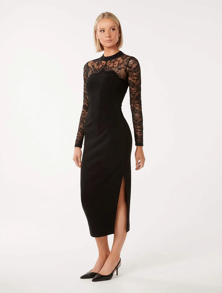 Elora Long-Sleeve Lace Dress in Black - Size 0 to 12 - Women's Event Dresses