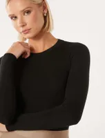 Janelle Long-Sleeve Crew-Neck Top