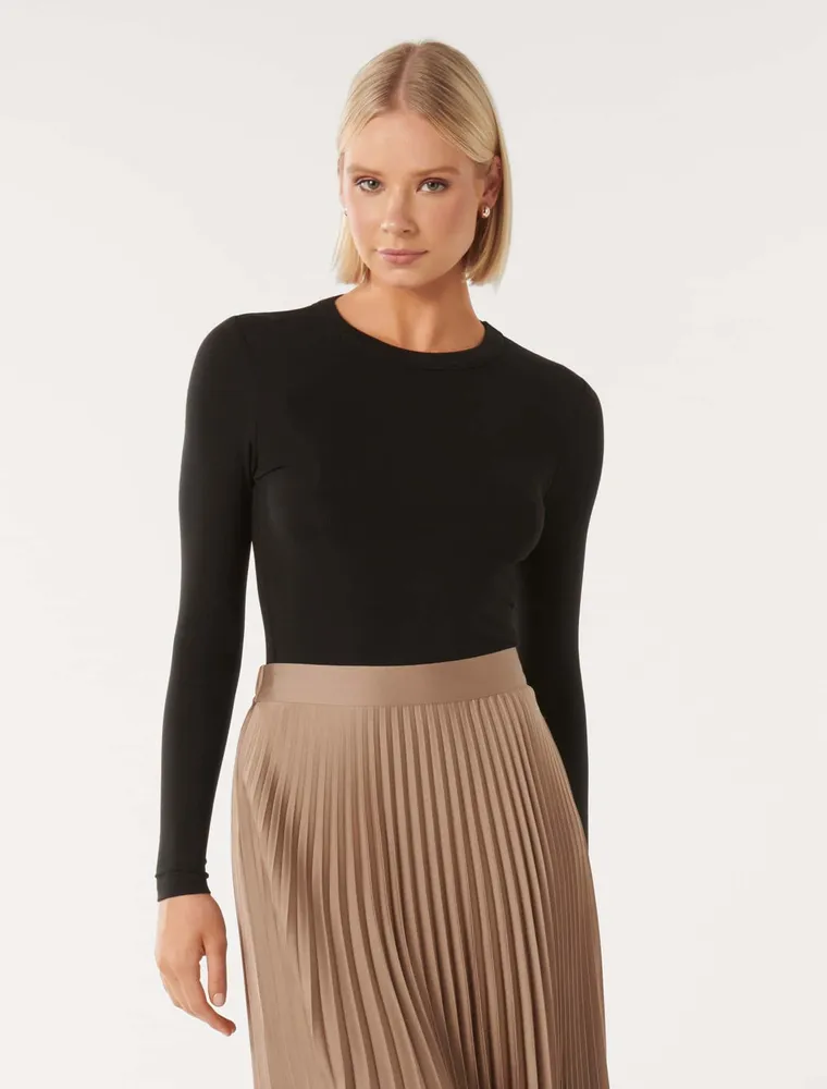 Janelle Long-Sleeve Crew-Neck Top