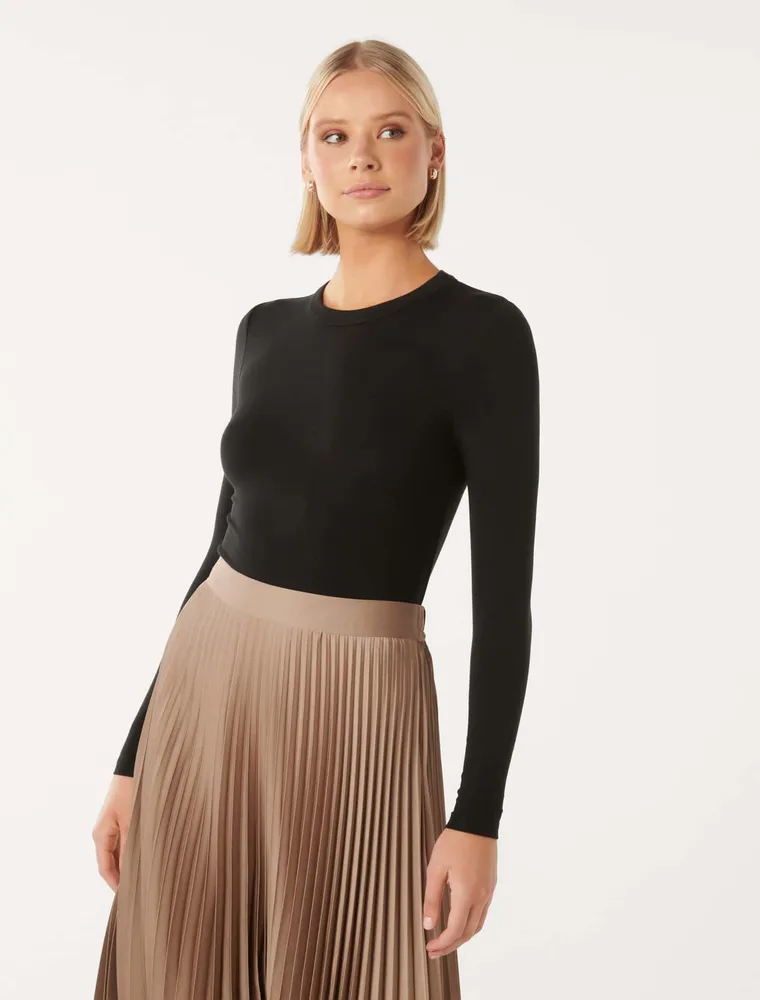 Janelle Long-Sleeve Crew-Neck Top