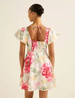 June Ruched V-Neck Mini Dress