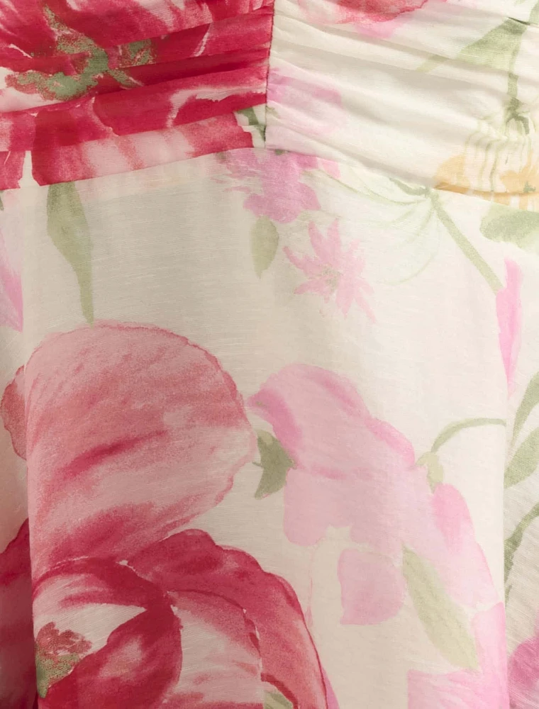 June Ruched V-Neck Mini Dress