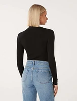 Candice High-Neck Rib Top