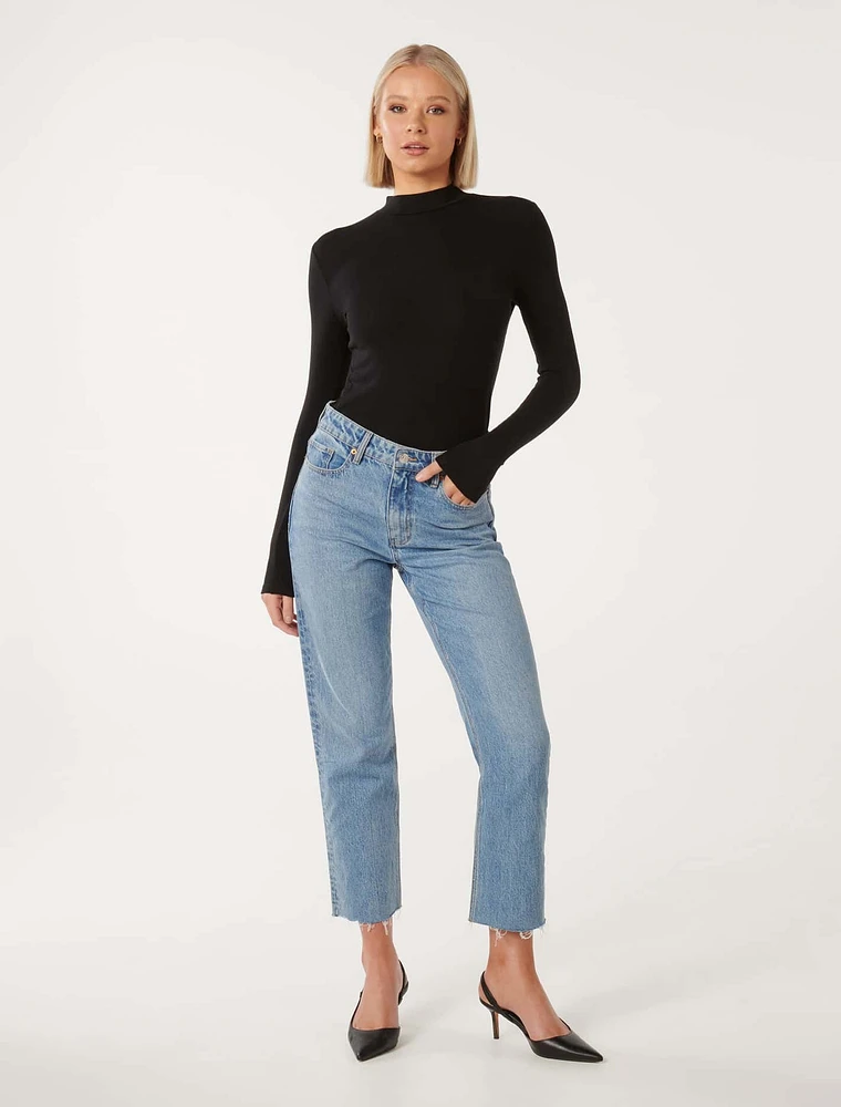 Candice High-Neck Rib Top