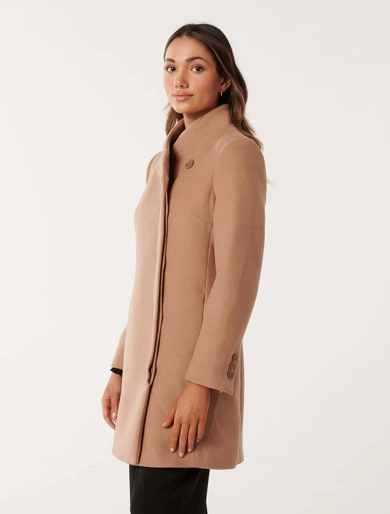 Debbie Petite Funnel-Collar Coat