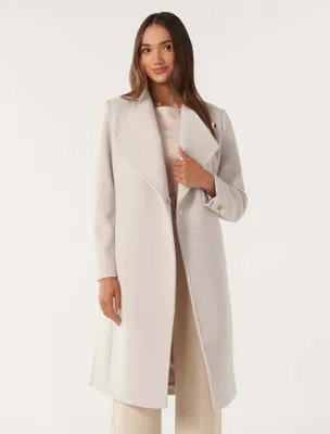 Brodie Petite Funnel-Neck Coat in Cream - Size 0 to 12 - Women's Petite Coats