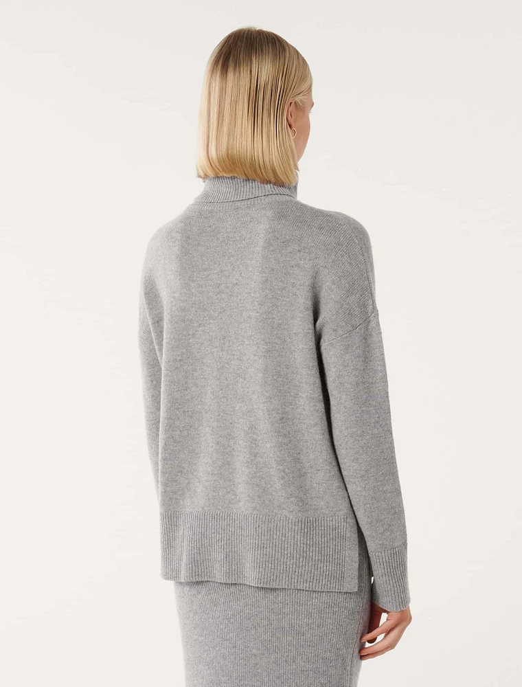 Mia Relaxed Roll-Neck Knit Sweater