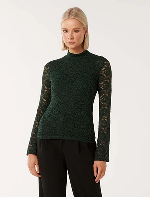 Rachel High Neck Lace Top