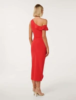 Tyra One-Shoulder Ruffle Bodycon Dress Red - 0 to 12 Women's Event Dresses