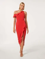 Tyra One-Shoulder Ruffle Bodycon Dress