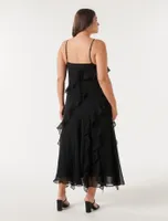 Poppy Curve Asymmetrical Ruffle Gown