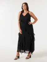 Poppy Curve Asymmetrical Ruffle Gown