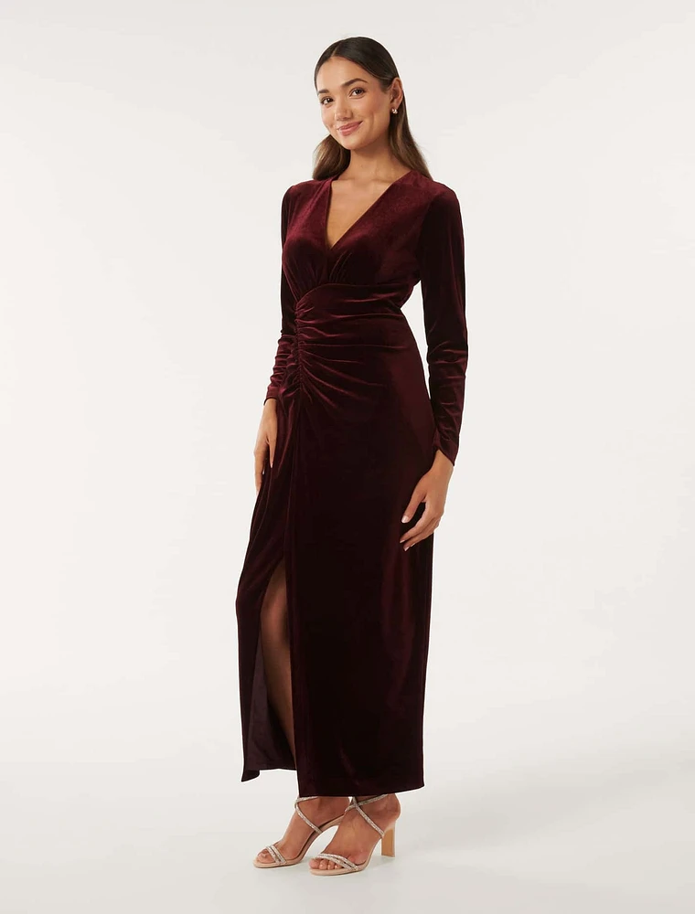 Marisa Petite Velvet Dress Dark Red - 0 to 12 Women's Event Dresses