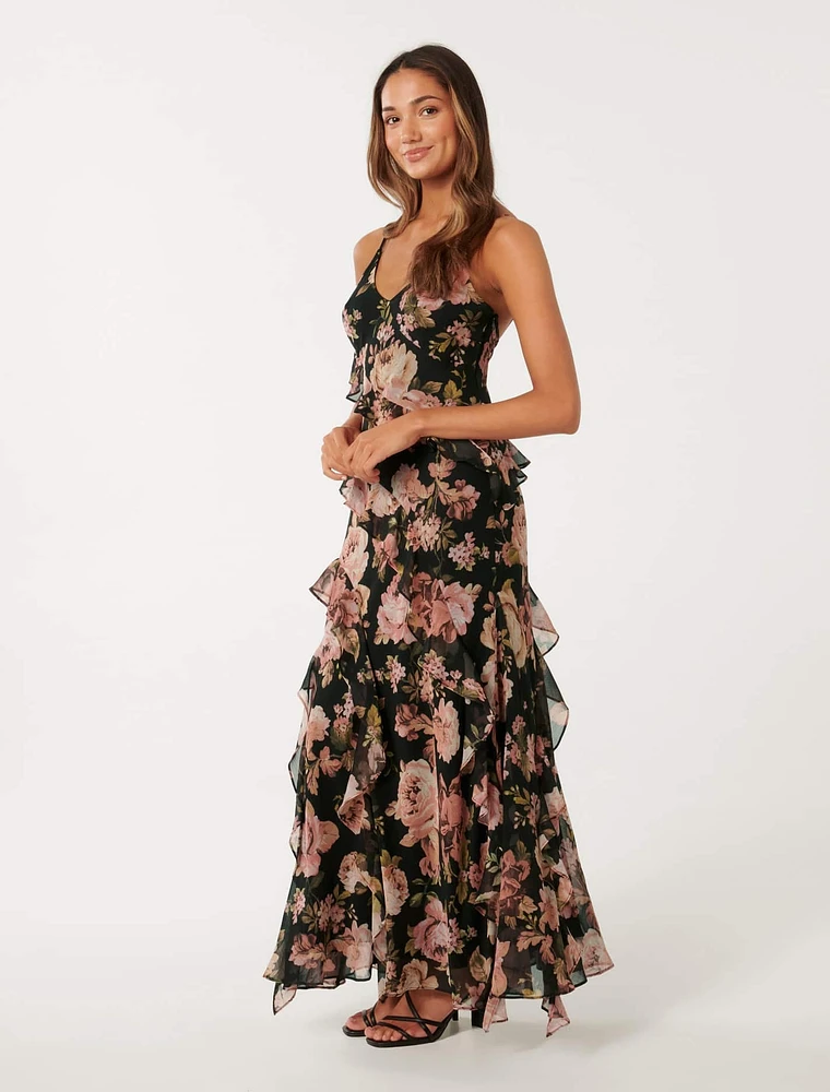 Poppy Petite Ruffle Gown Floral Print - 0 to 12 Women's Occasion Dresses