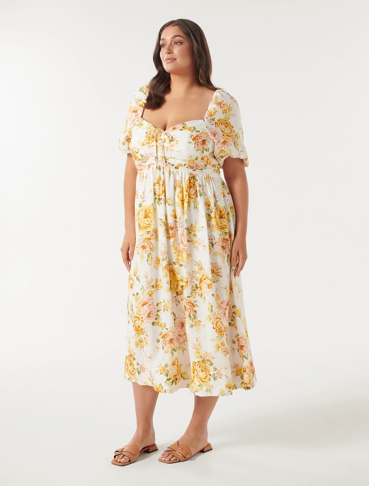 Destiny Curve Ruched Midi Dress