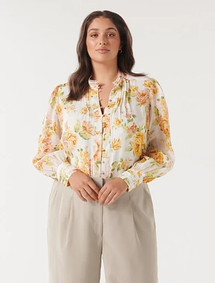 Vera Curve Printed Blouse Floral Print - 12 to 20 Women's Plus Blouses