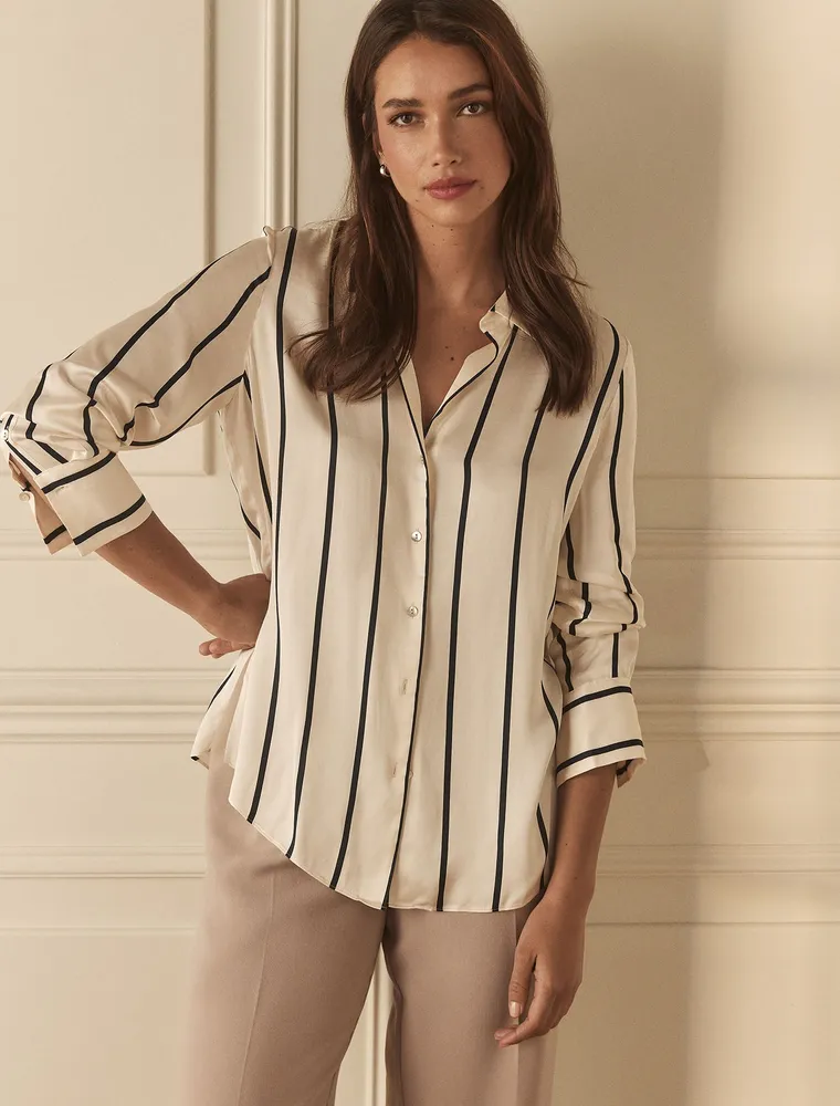 Harvey Satin Shirt Stripe Print - 0 to 12 Women's Shirts