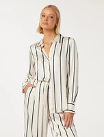 Harvey Satin Shirt Stripe Print - 0 to 12 Women's Shirts