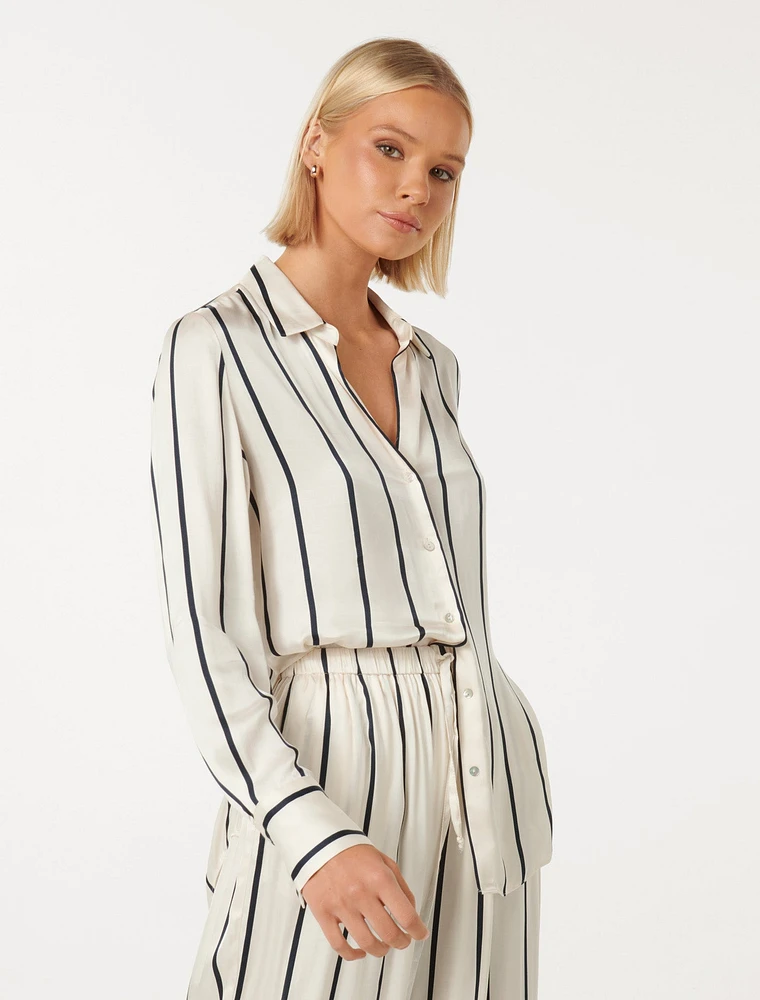 Harvey Satin Shirt Stripe Print - 0 to 12 Women's Shirts