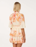 Isla Printed Tiered Mini Dress