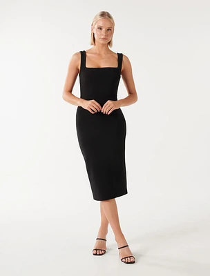 Kerry Bodycon Midi Dress Black - 0 to 12 Women's Dresses