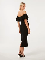 Kiki Ruffle-Sleeve Bodycon Dress Black - 0 to 12 Women's Event Dresses