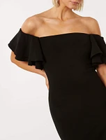 Kiki Ruffle-Sleeve Bodycon Dress Black - 0 to 12 Women's Event Dresses