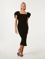 Kiki Ruffle-Sleeve Bodycon Dress Black - 0 to 12 Women's Event Dresses