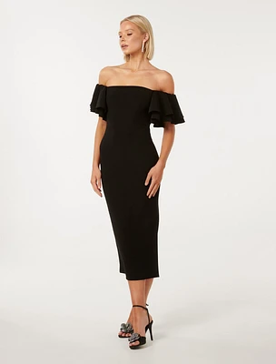 Kiki Ruffle-Sleeve Bodycon Dress