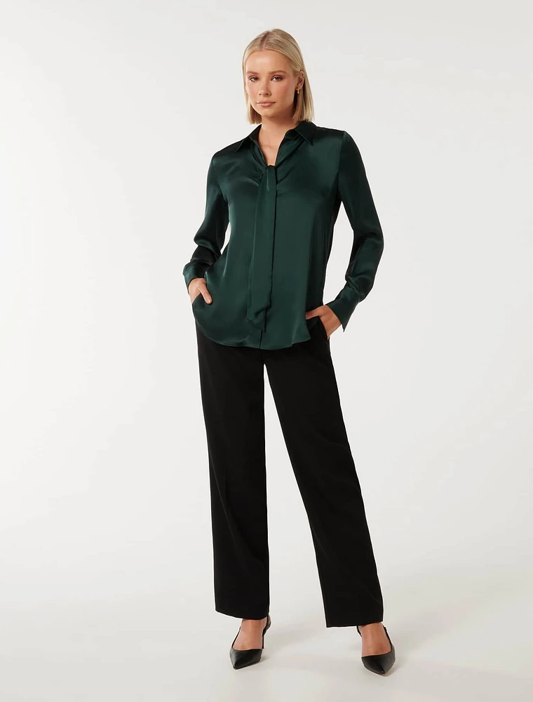 Thea Neck-Tie Satin Shirt